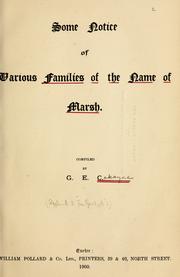 Cover of: Some notice of various families of the name of Marsh.