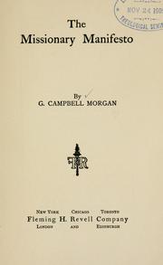 Cover of: The missionary manifesto by Morgan, G. Campbell