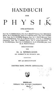 Cover of: Handbuch der Physik. by Adolph August Winkelmann