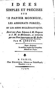 Cover of: Idées simples et précises sur le papier monnoie by Joseph-Antoine-Joachim Cérutti