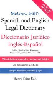 Cover of: McGraw-Hill's Spanish and English Legal Dictionary  by Henry Saint Dahl