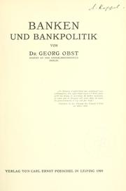Cover of: Banken und Bankpolitik by Obst, Georg