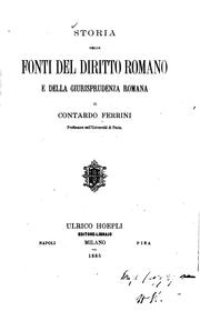 Cover of: Storia delle fonti del diritto romano e della giurisprudenza romana