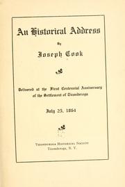An historical address by Joseph Cook