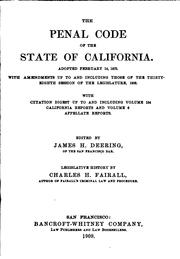 Cover of: The Penal code of the State of California by California.