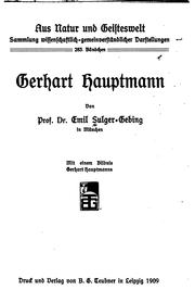 Cover of: Gerhart Hauptmann by Sulger-Gebing, Emil