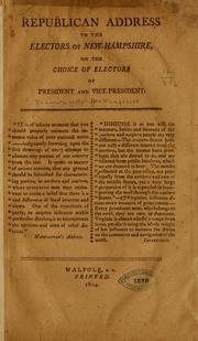 Cover of: Republican address to the electors of New-Hampshire by 