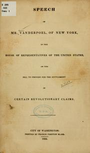 Cover of: Speech of Mr. Vanderpoel, of New York by Aaron Vanderpoel