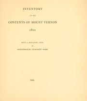 Cover of: Inventory of the contents of Mount Vernon, 1810