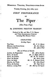 Cover of: piper | Peabody, Josephine Preston