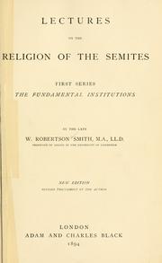 Cover of: Lectures on the religion of the Semites. by W. Robertson Smith