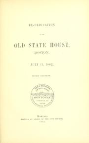 Cover of: Re-dedication of the Old state house by Boston (Mass.)
