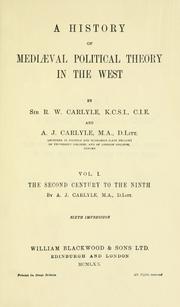 Cover of: A history of mediæval political theory in the West by Carlyle, R. W. Sir