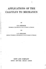 Cover of: Applications of the calculus to mechanics