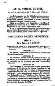 Cover of: Constitution of the Republic of Colombia (7th August, 1886)