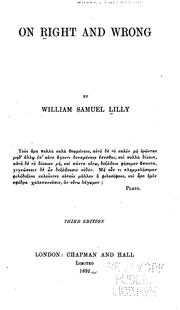 Cover of: On right and wrong by William Samuel Lilly