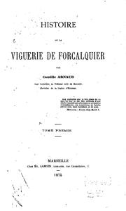 Cover of: Histoire de la viguerie de Forcalquier