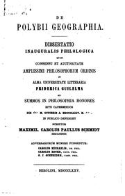 Cover of: De Polybii geographia: dissertatio inauguralis philologica ...