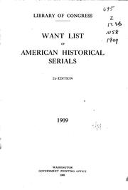 Cover of: Want list of American historical serials.