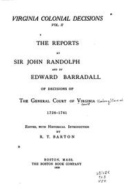 Cover of: Virginia colonial decisions by Virginia. General Court.