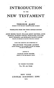 Cover of: Introduction to the New Testament by Theodor Zahn