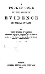 Cover of: A pocket code of the rules of evidence in trials at law