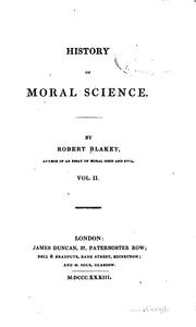 Cover of: The history of moral science.