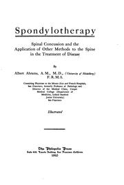 Cover of: Spondylotherapy; spinal concussion and the application of other methods to the spine in the treatment of disease