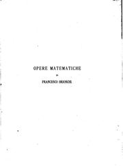 Cover of: Opere matematiche di Francesco Brioschi