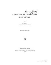 Cover of: Analytische geometrie der ebene