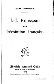 Cover of: J.-J. Rousseau et la révolution française.