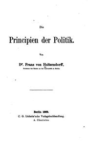 Cover of: Die principien der politik.