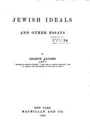 Jewish ideals by Joseph Jacobs