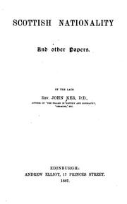 Cover of: Scottish nationality: and other papers