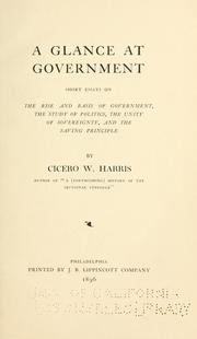 Cover of: A glance at government. | Cicero Willis Harris