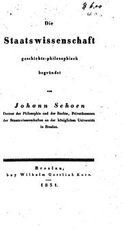 Die Staatswissenschaft by Johann Schoen