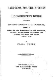 Cover of: Hand-book for the kitchen and housekeeper's guide by Flora Neely