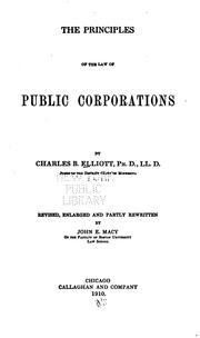 Cover of: The principles of the law of public corporations