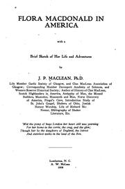 Cover of: Flora MacDonald in America by J. P. MacLean