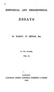 Cover of: Historical and philosophical essays