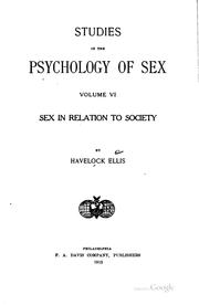Cover of: Sex in relation to society