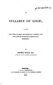 Cover of: A syllabus of logic by Thomas Solly