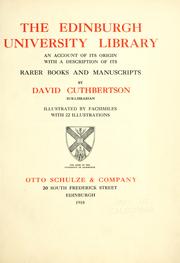 Cover of: The Edinburgh university library by David Cuthbertson