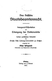Cover of: Das hessische staatsbeamtenrecht ...