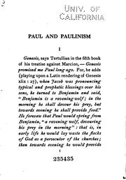 Cover of: Paul and Paulinism by James Moffatt