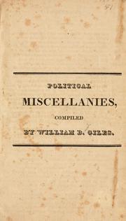 Cover of: Political miscellanies