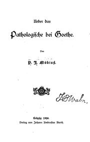 Cover of: Ueber das pathologische bei Goethe.