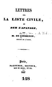 Cover of: Lettres sur la liste civile, et sur l'apanage