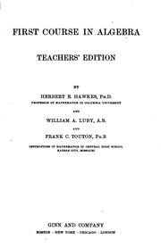 Cover of: First course in algebra by Herbert E. Hawkes