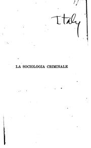 Cover of: La sociologia criminale